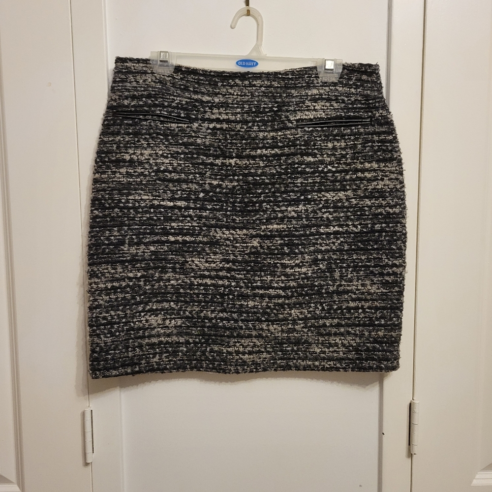 Ann Taylor Black and White Boucle Mini Skirt